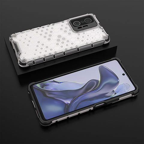 Custodia Silicone Trasparente Laterale 360 Gradi Cover AM2 per Xiaomi Mi 11T Pro 5G Bianco