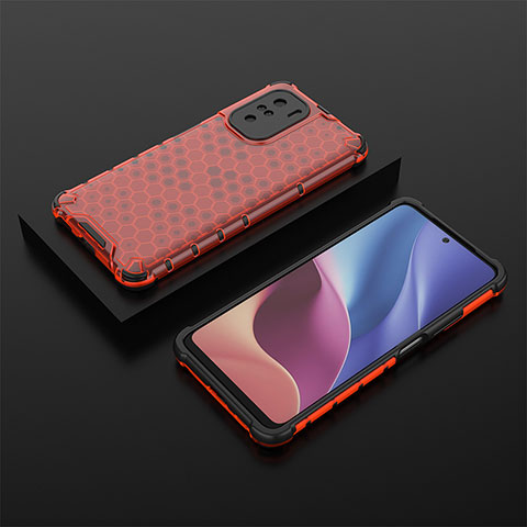 Custodia Silicone Trasparente Laterale 360 Gradi Cover AM2 per Xiaomi Poco F3 5G Rosso