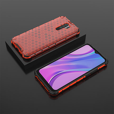 Custodia Silicone Trasparente Laterale 360 Gradi Cover AM2 per Xiaomi Poco M2 Rosso