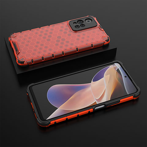 Custodia Silicone Trasparente Laterale 360 Gradi Cover AM2 per Xiaomi Poco X4 NFC Rosso