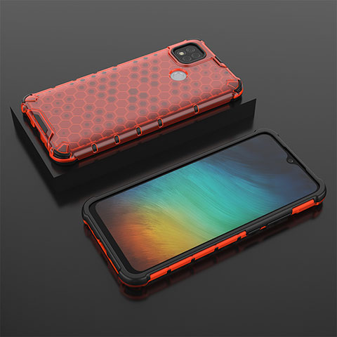 Custodia Silicone Trasparente Laterale 360 Gradi Cover AM2 per Xiaomi Redmi 9 India Rosso