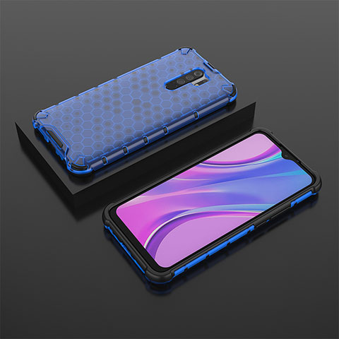 Custodia Silicone Trasparente Laterale 360 Gradi Cover AM2 per Xiaomi Redmi 9 Prime India Blu