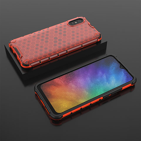 Custodia Silicone Trasparente Laterale 360 Gradi Cover AM2 per Xiaomi Redmi 9A Rosso