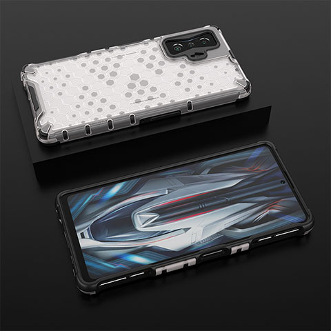 Custodia Silicone Trasparente Laterale 360 Gradi Cover AM2 per Xiaomi Redmi K50 Gaming AMG F1 5G Bianco