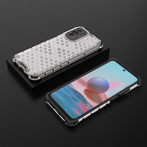 Custodia Silicone Trasparente Laterale 360 Gradi Cover AM2 per Xiaomi Redmi Note 10S 4G Bianco