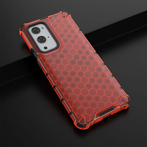 Custodia Silicone Trasparente Laterale 360 Gradi Cover AM3 per OnePlus 9 Pro 5G Rosso