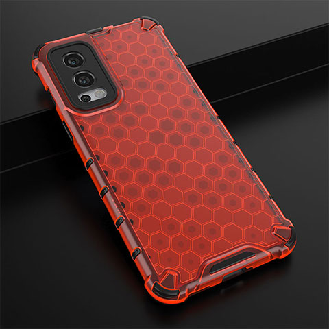 Custodia Silicone Trasparente Laterale 360 Gradi Cover AM3 per OnePlus Nord 2 5G Rosso