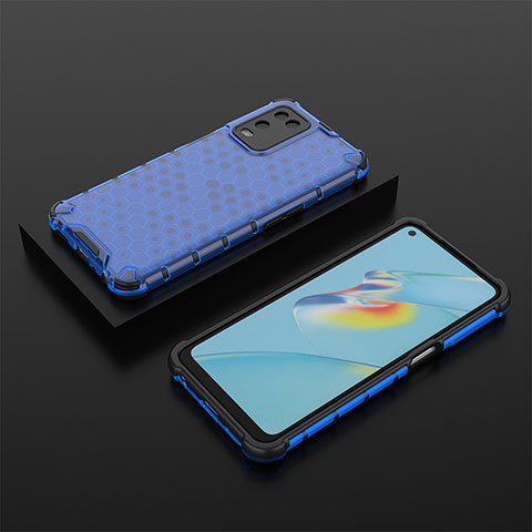 Custodia Silicone Trasparente Laterale 360 Gradi Cover AM3 per Oppo A54 4G Blu