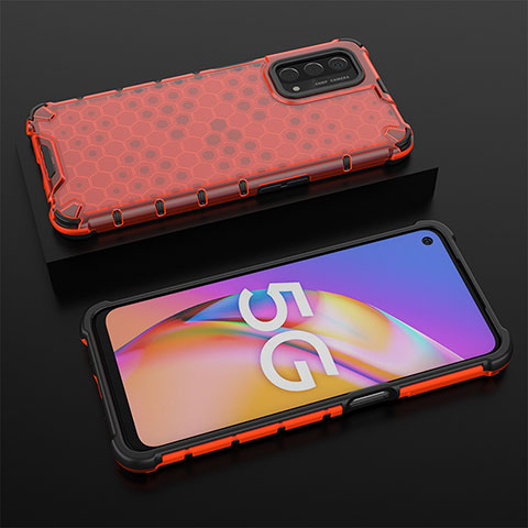 Custodia Silicone Trasparente Laterale 360 Gradi Cover AM3 per Oppo A54 5G Rosso