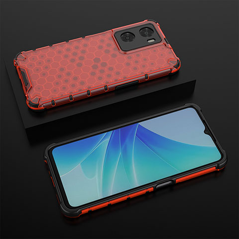 Custodia Silicone Trasparente Laterale 360 Gradi Cover AM3 per Oppo A57 4G Rosso