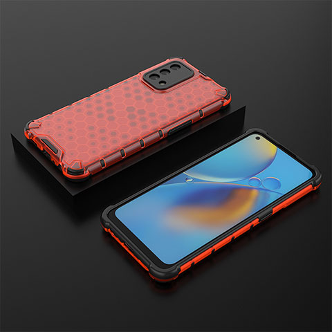 Custodia Silicone Trasparente Laterale 360 Gradi Cover AM3 per Oppo A74 4G Rosso