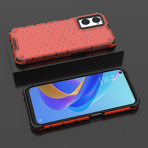 Custodia Silicone Trasparente Laterale 360 Gradi Cover AM3 per Oppo A76 Rosso