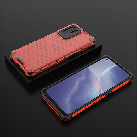 Custodia Silicone Trasparente Laterale 360 Gradi Cover AM3 per Oppo A94 5G Rosso