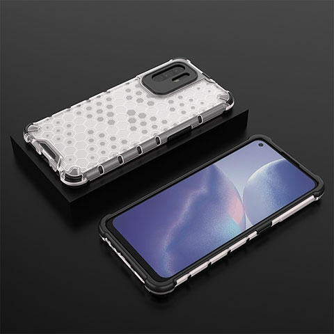 Custodia Silicone Trasparente Laterale 360 Gradi Cover AM3 per Oppo F19 Pro+ Plus 5G Bianco