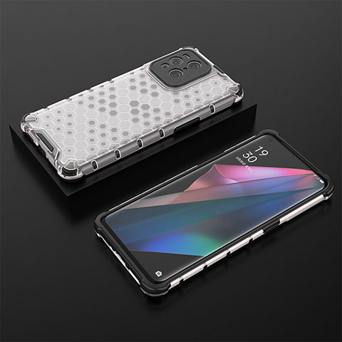 Custodia Silicone Trasparente Laterale 360 Gradi Cover AM3 per Oppo Find X3 5G Bianco