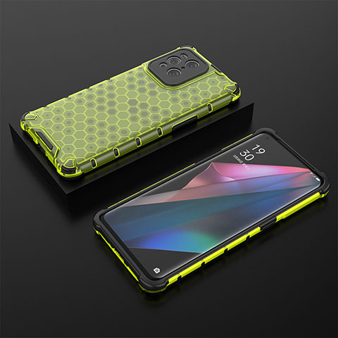 Custodia Silicone Trasparente Laterale 360 Gradi Cover AM3 per Oppo Find X3 5G Verde