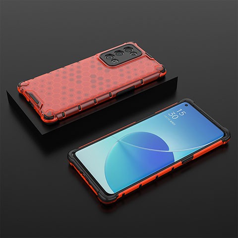 Custodia Silicone Trasparente Laterale 360 Gradi Cover AM3 per Oppo Reno6 Pro 5G Rosso