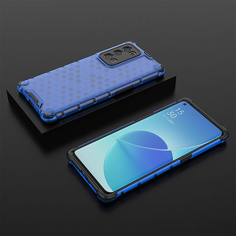 Custodia Silicone Trasparente Laterale 360 Gradi Cover AM3 per Oppo Reno6 Pro+ Plus 5G Blu