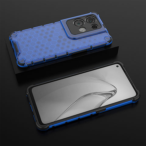 Custodia Silicone Trasparente Laterale 360 Gradi Cover AM3 per Oppo Reno8 Pro+ Plus 5G Blu