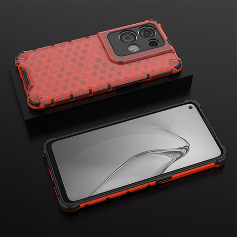 Custodia Silicone Trasparente Laterale 360 Gradi Cover AM3 per Oppo Reno8 Pro+ Plus 5G Rosso