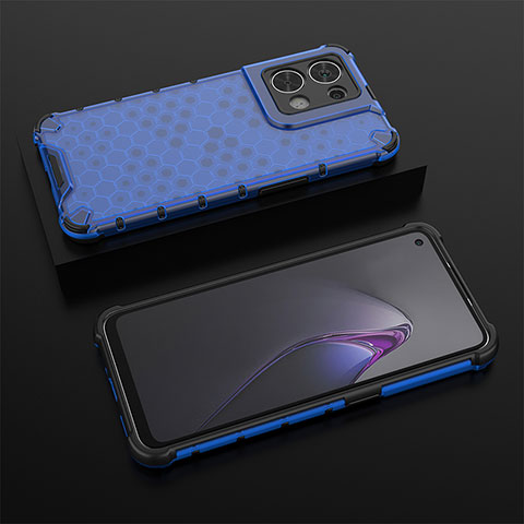 Custodia Silicone Trasparente Laterale 360 Gradi Cover AM3 per Oppo Reno9 Pro 5G Blu