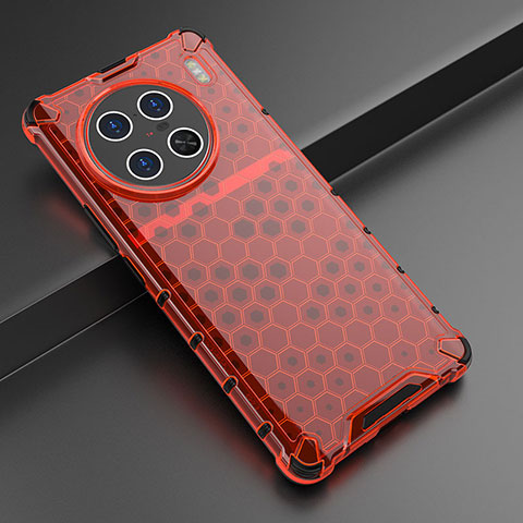 Custodia Silicone Trasparente Laterale 360 Gradi Cover AM3 per Vivo X90 Pro+ Plus 5G Rosso