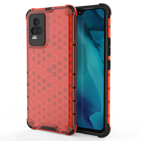 Custodia Silicone Trasparente Laterale 360 Gradi Cover AM3 per Vivo Y73 (2021) Rosso