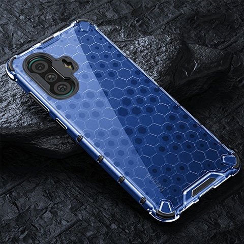 Custodia Silicone Trasparente Laterale 360 Gradi Cover AM3 per Xiaomi Redmi K40 Gaming 5G Blu