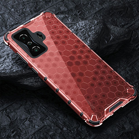 Custodia Silicone Trasparente Laterale 360 Gradi Cover AM3 per Xiaomi Redmi K50 Gaming AMG F1 5G Rosso