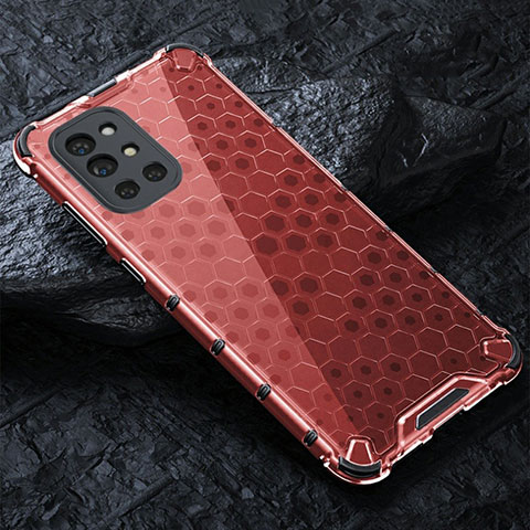 Custodia Silicone Trasparente Laterale 360 Gradi Cover AM4 per OnePlus 9R 5G Rosso