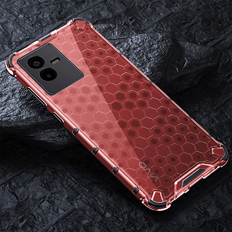 Custodia Silicone Trasparente Laterale 360 Gradi Cover AM4 per Vivo Y73t Rosso