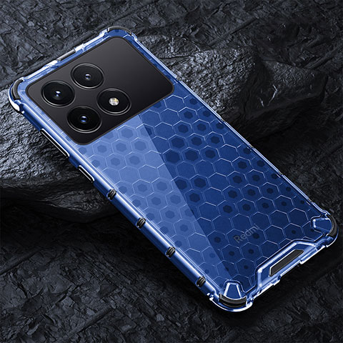 Custodia Silicone Trasparente Laterale 360 Gradi Cover AM4 per Xiaomi Redmi K70 Pro 5G Blu