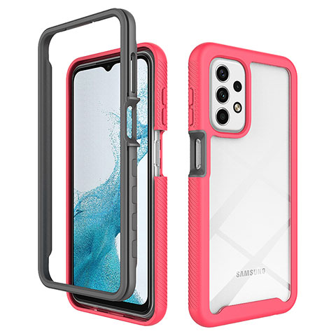 Custodia Silicone Trasparente Laterale 360 Gradi Cover JX1 per Samsung Galaxy A23 4G Rosa Caldo