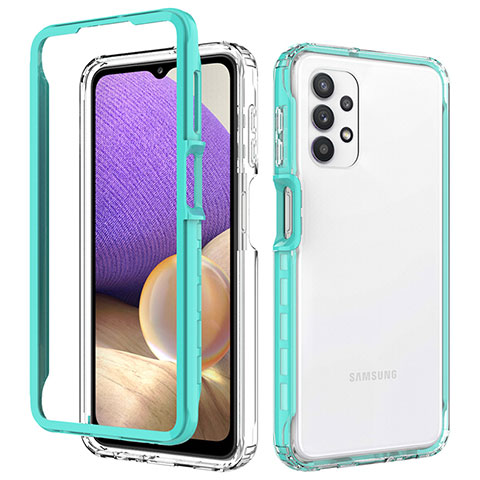 Custodia Silicone Trasparente Laterale 360 Gradi Cover JX1 per Samsung Galaxy A32 4G Ciano