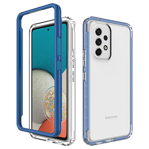 Custodia Silicone Trasparente Laterale 360 Gradi Cover JX1 per Samsung Galaxy A53 5G Blu