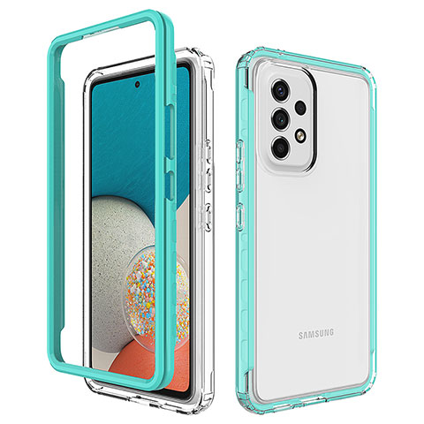 Custodia Silicone Trasparente Laterale 360 Gradi Cover JX1 per Samsung Galaxy A53 5G Cielo Blu