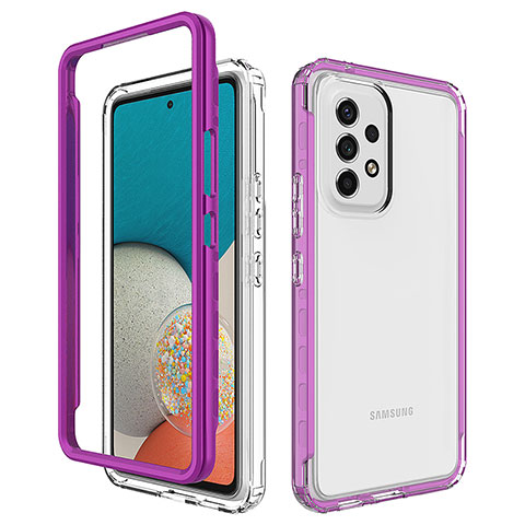 Custodia Silicone Trasparente Laterale 360 Gradi Cover JX1 per Samsung Galaxy A53 5G Viola