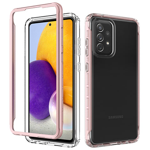 Custodia Silicone Trasparente Laterale 360 Gradi Cover JX1 per Samsung Galaxy A72 5G Oro Rosa