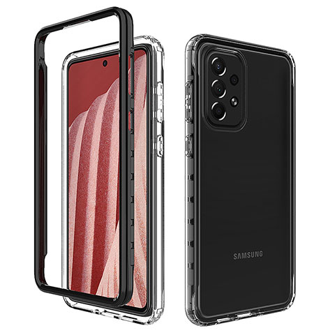 Custodia Silicone Trasparente Laterale 360 Gradi Cover JX1 per Samsung Galaxy A73 5G Nero