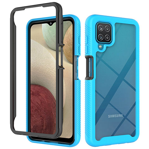 Custodia Silicone Trasparente Laterale 360 Gradi Cover JX2 per Samsung Galaxy A12 5G Cielo Blu