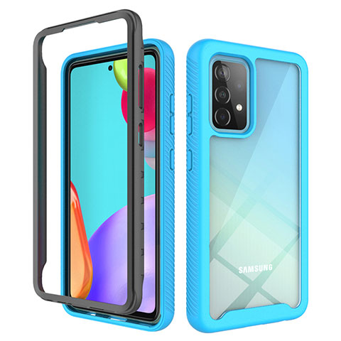 Custodia Silicone Trasparente Laterale 360 Gradi Cover JX2 per Samsung Galaxy A52 4G Cielo Blu