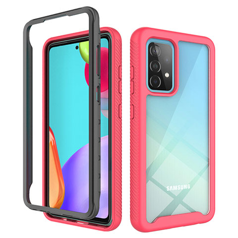 Custodia Silicone Trasparente Laterale 360 Gradi Cover JX2 per Samsung Galaxy A52 5G Rosa Caldo