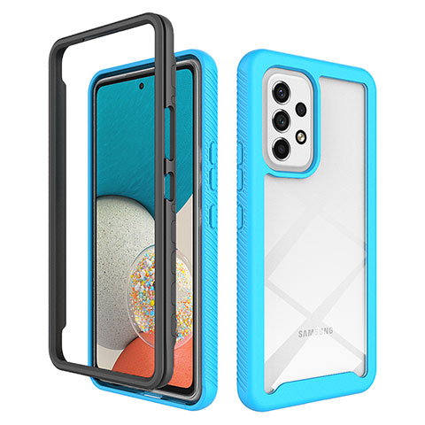 Custodia Silicone Trasparente Laterale 360 Gradi Cover JX2 per Samsung Galaxy A53 5G Cielo Blu