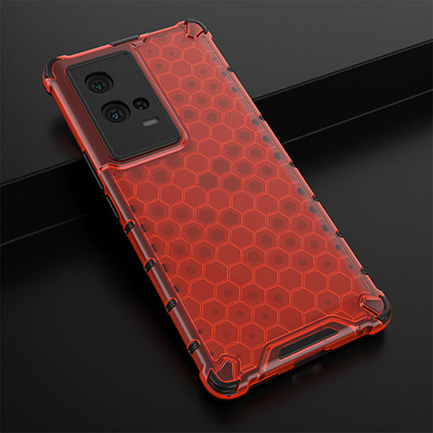 Custodia Silicone Trasparente Laterale 360 Gradi Cover M01 per Vivo iQOO 8 Pro 5G Rosso