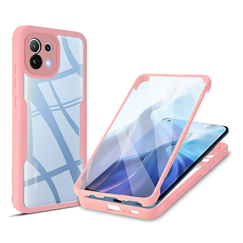 Custodia Silicone Trasparente Laterale 360 Gradi Cover M01 per Xiaomi Mi 11 Lite 4G Rosa