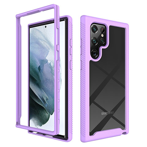 Custodia Silicone Trasparente Laterale 360 Gradi Cover M02 per Samsung Galaxy S22 Ultra 5G Viola