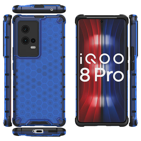 Custodia Silicone Trasparente Laterale 360 Gradi Cover M03 per Vivo iQOO 8 Pro 5G Blu