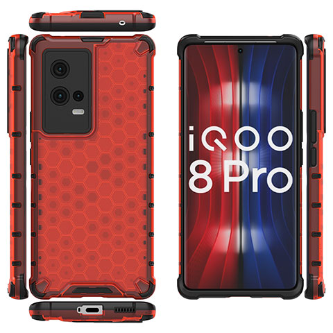 Custodia Silicone Trasparente Laterale 360 Gradi Cover M03 per Vivo iQOO 8 Pro 5G Rosso