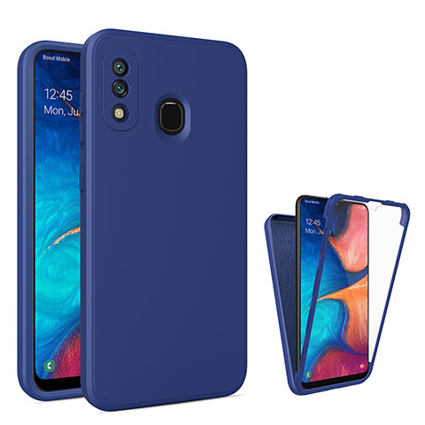 Custodia Silicone Trasparente Laterale 360 Gradi Cover MJ1 per Samsung Galaxy A20 Blu