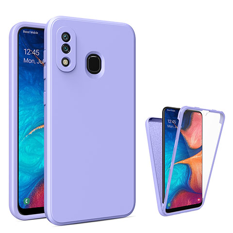 Custodia Silicone Trasparente Laterale 360 Gradi Cover MJ1 per Samsung Galaxy A20 Lavanda